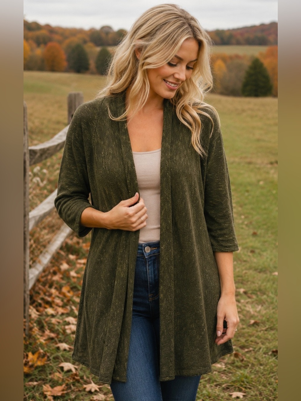 EILEEN FISHER Olive Linen Open Cardigan P M Quiet Luxury Lagenlook Minimalist